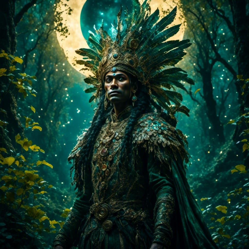 Indian Elf in Enchanted Forest, Hyperreal Art