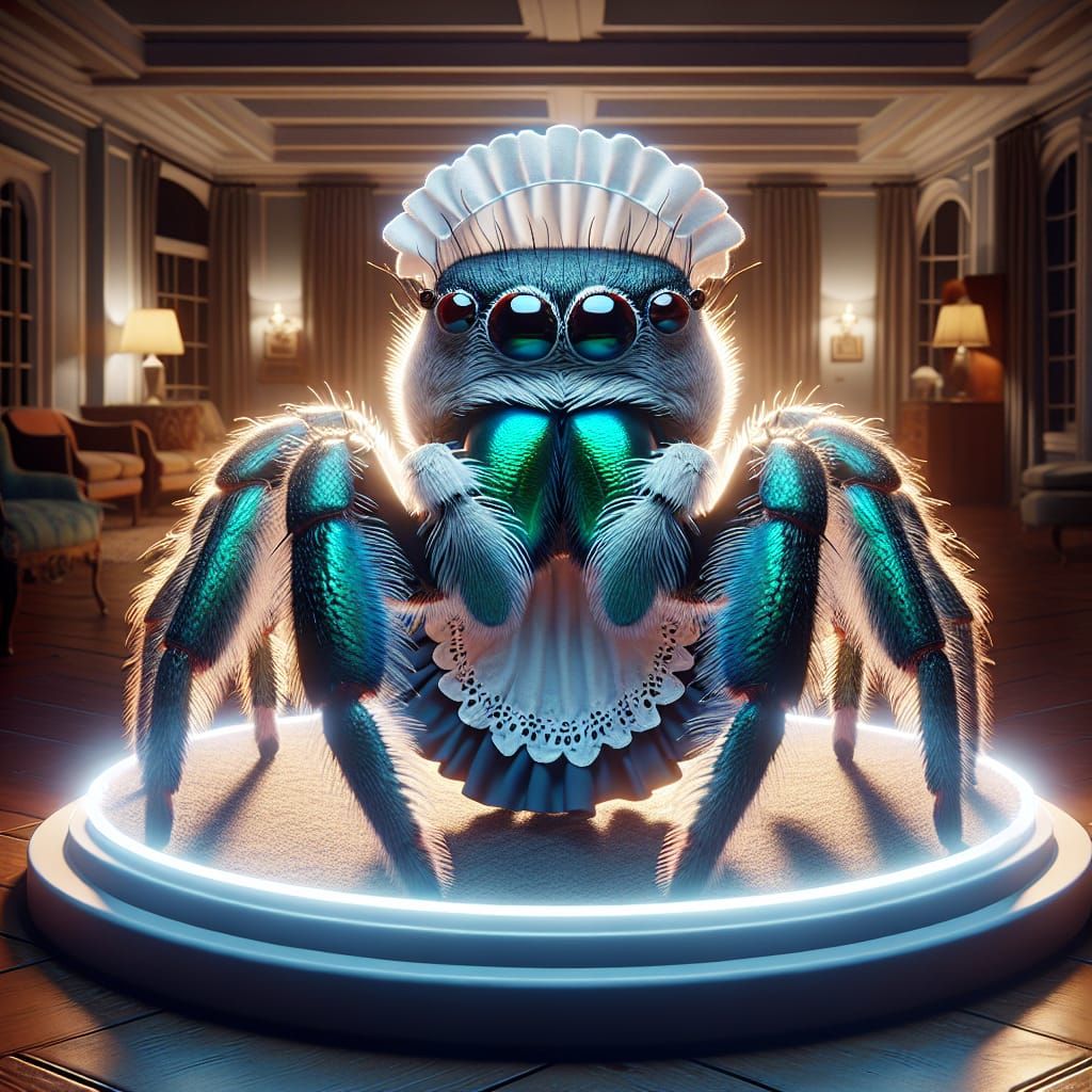 Jumping Spider Maid in Detailed Concept Art