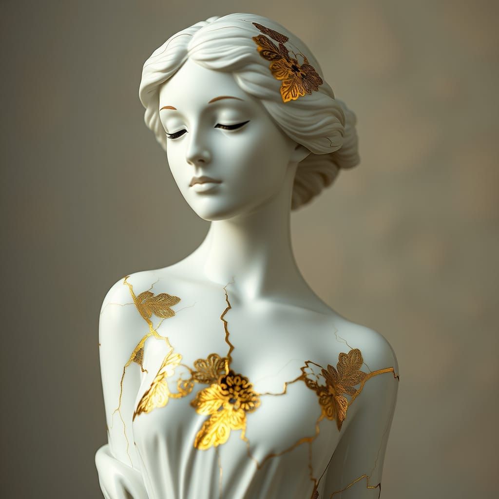 Délicate statue féminine en porcelaine