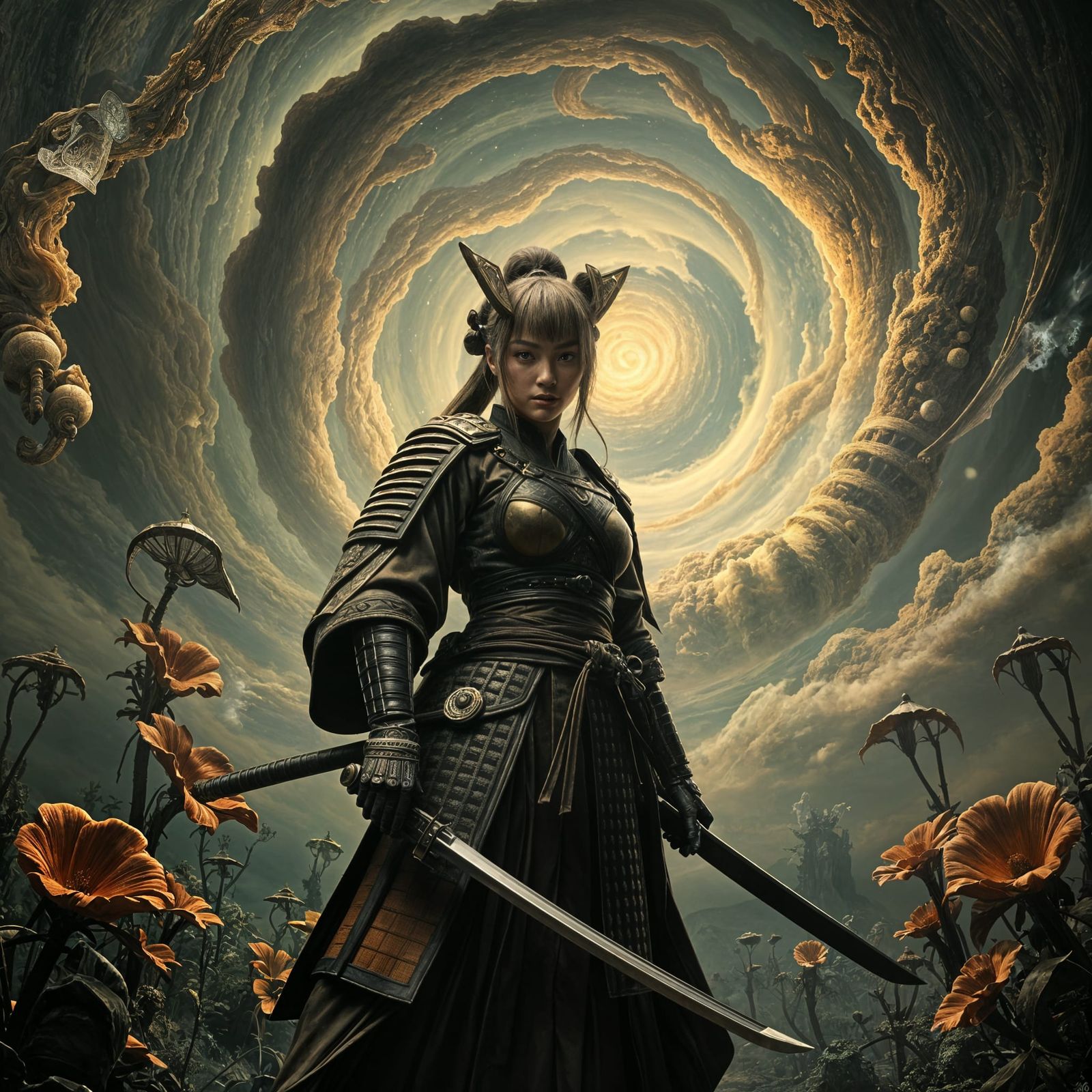 Samurai Woman in Cosmic Japanese Photography Style