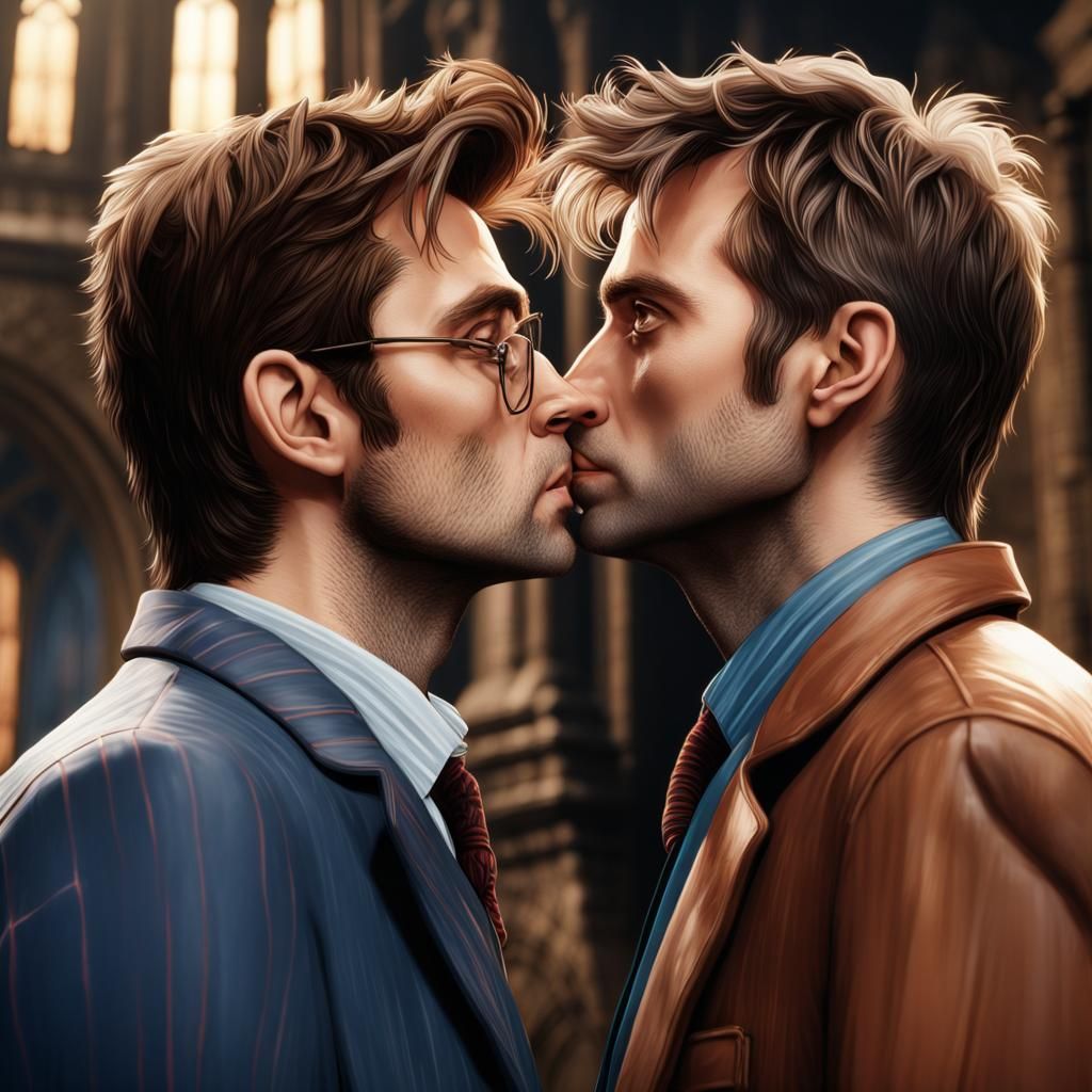Tenth Doctor and Alec Hardy Kissing