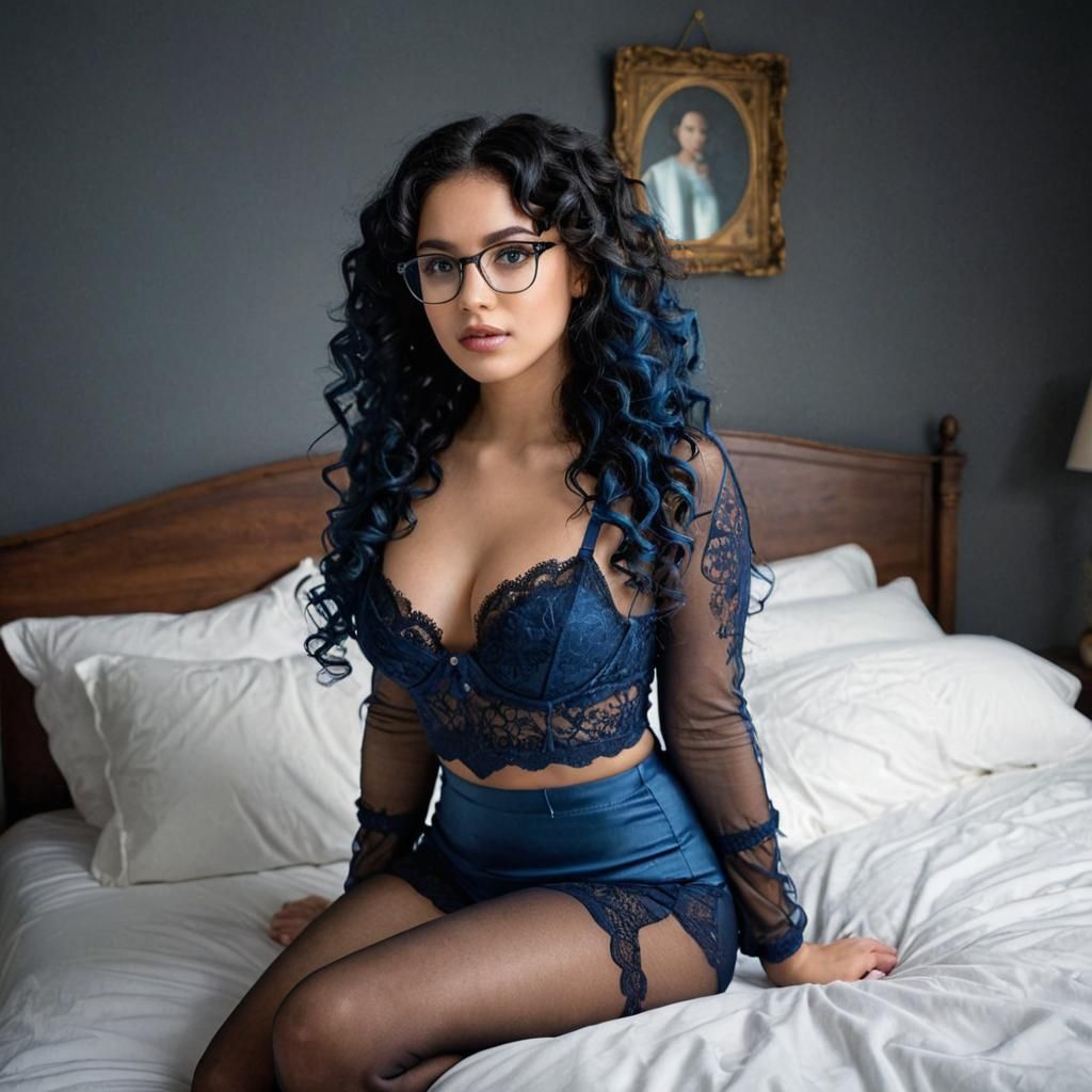 Beautiful Woman in Bedroom Lingerie: Photorealistic Portrait