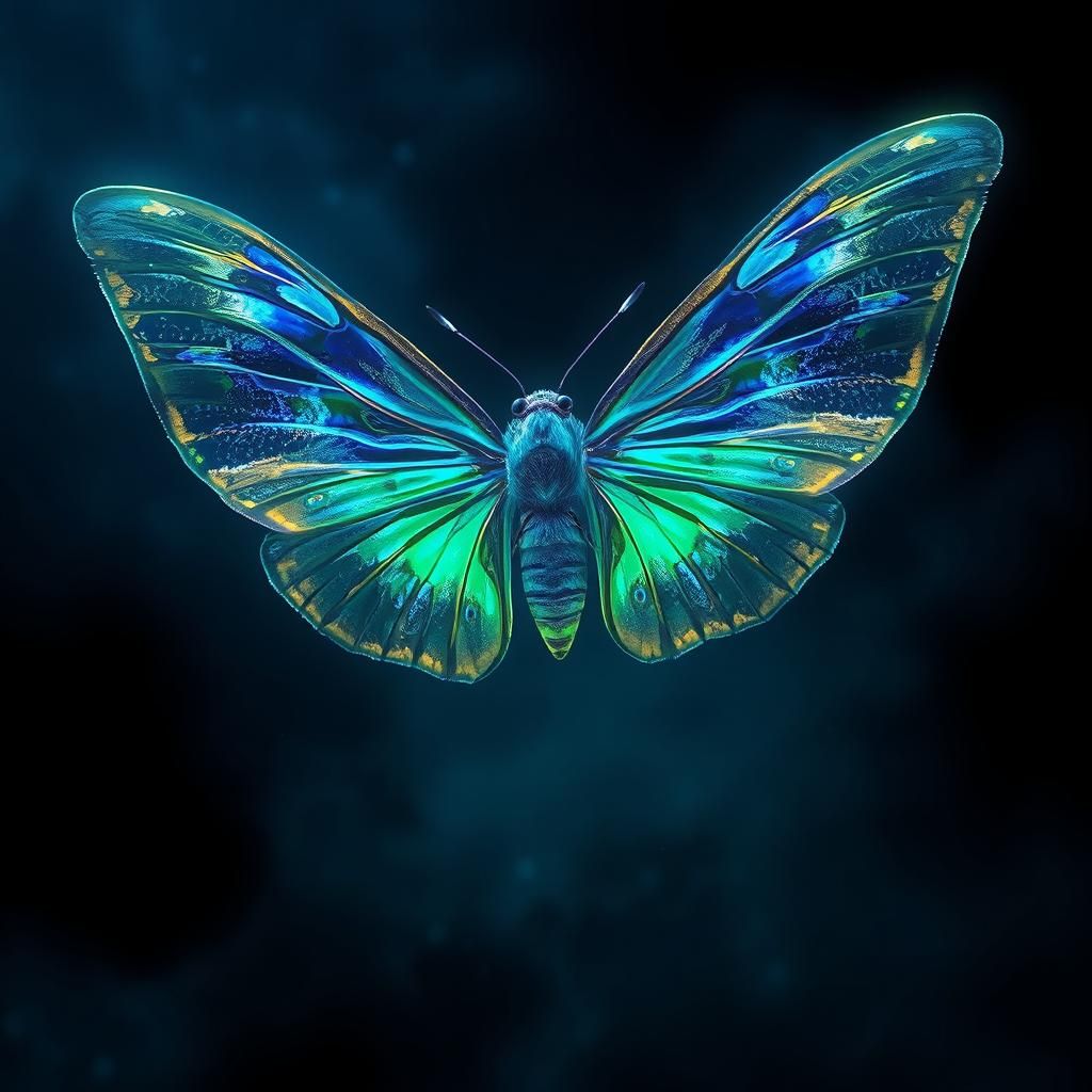 Electric Moth in Mystical Night Sky, Trending on Artstation