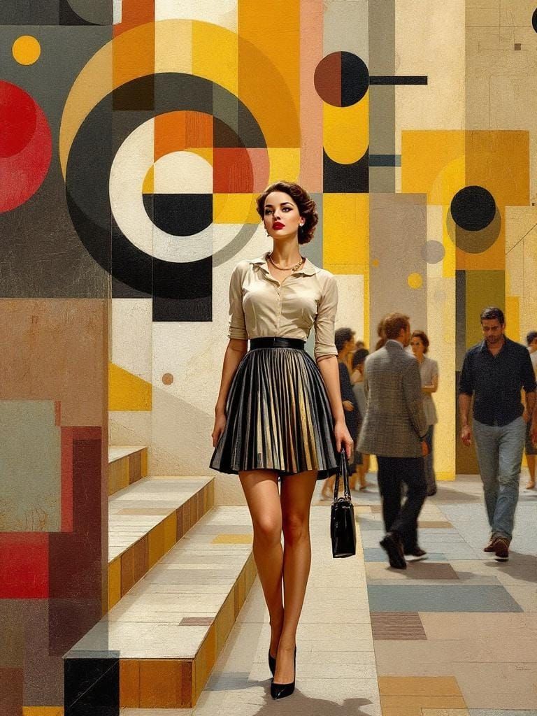 Curvy Pin-Up in Inca-Inspired Geometric Art