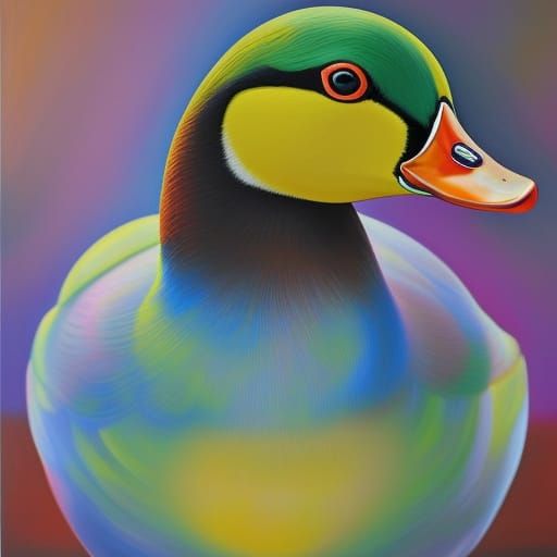Abstract Duck Portrait in Complementary Colors