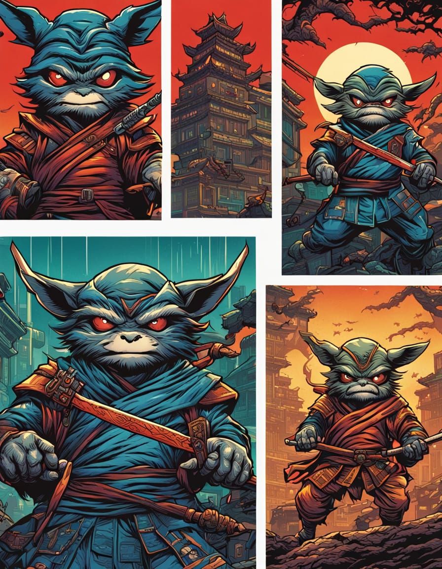 Vibrant Ninja Gremlins Comic Book Art