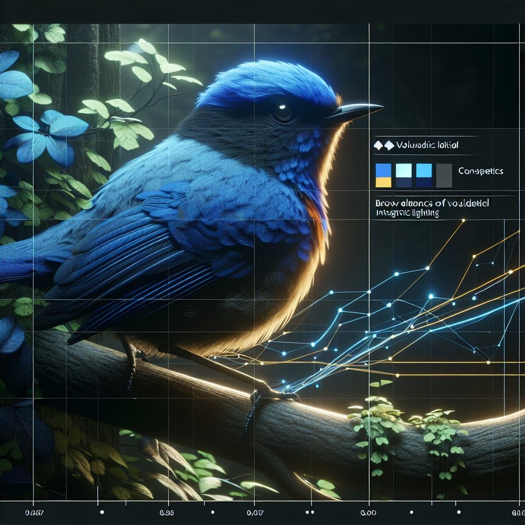 Blue Wren Portrait in Forest, Digital Art