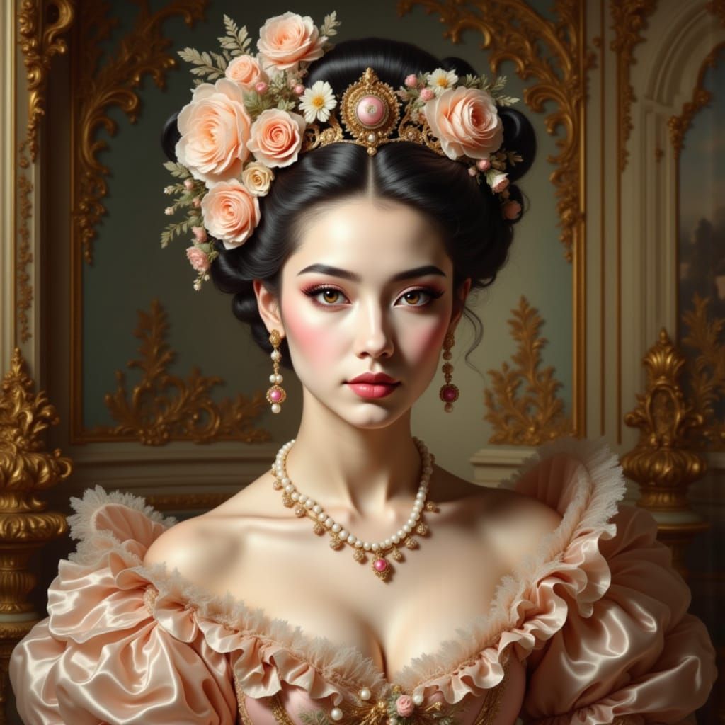 Rococo Beauty Portrait in Pastel Hues