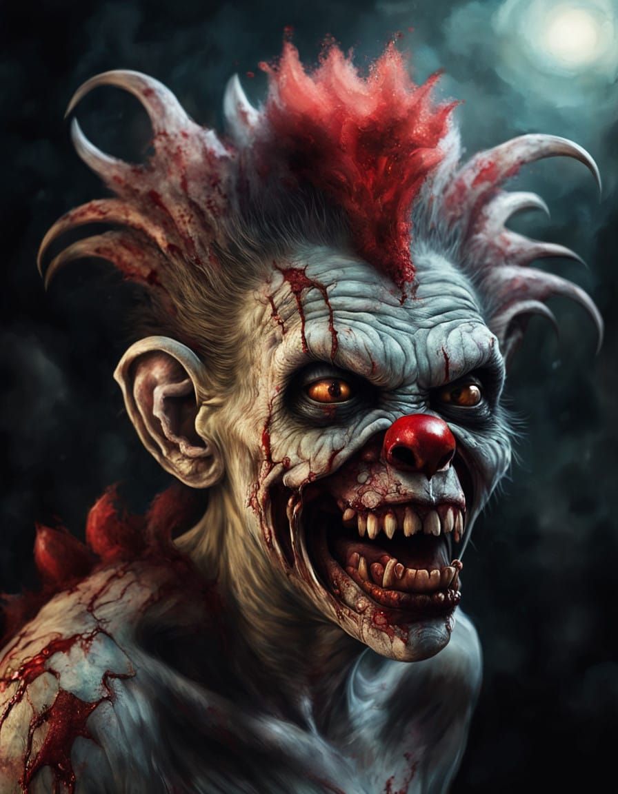 Hyper-Realistic Zombie Monkey Monster Clown Female Portrait