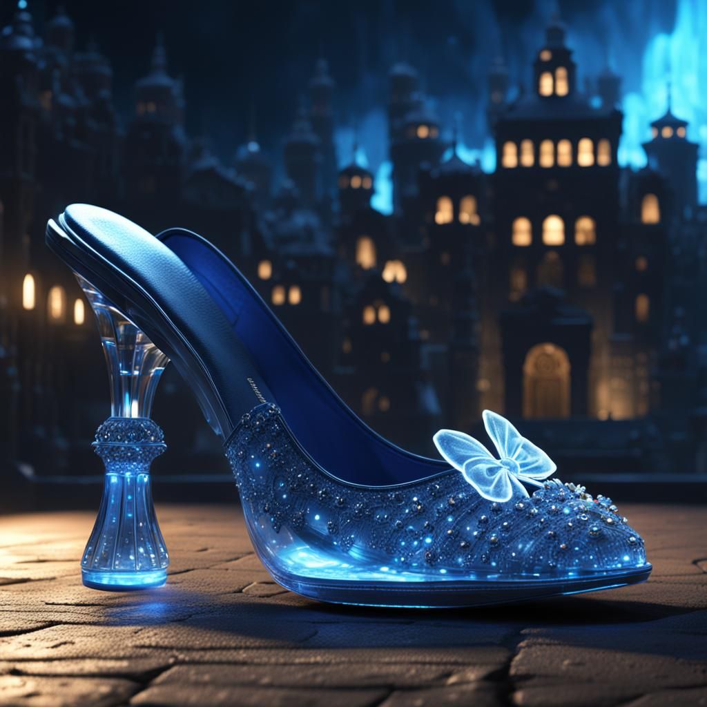 Bioluminescent Crystal Slipper with City Inside