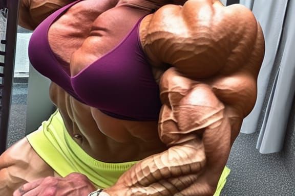 Extremely Muscular Female Bodybuilder with Ripped Physique