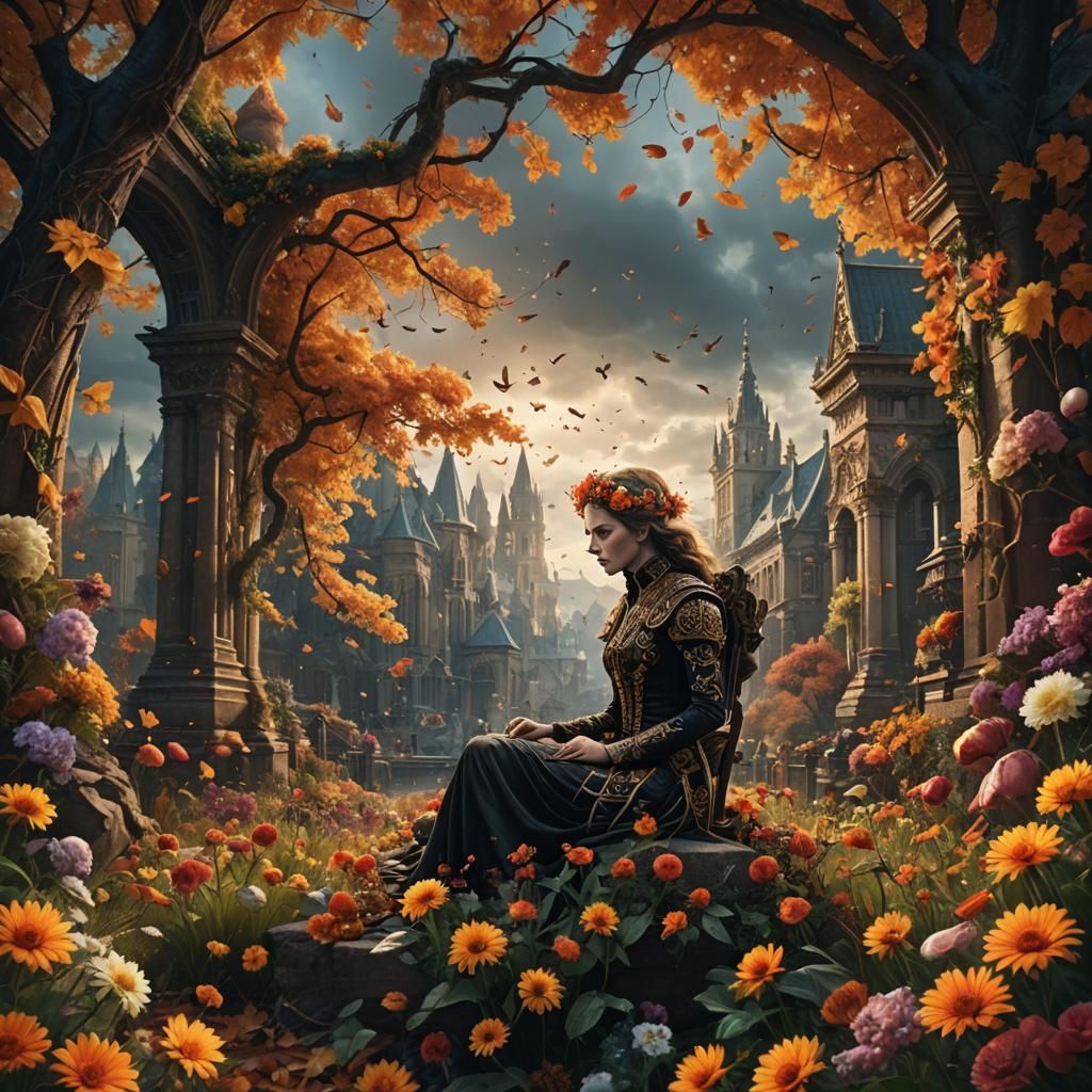 Summer Flowers and Autumn Leaves: Digital Matte Painting