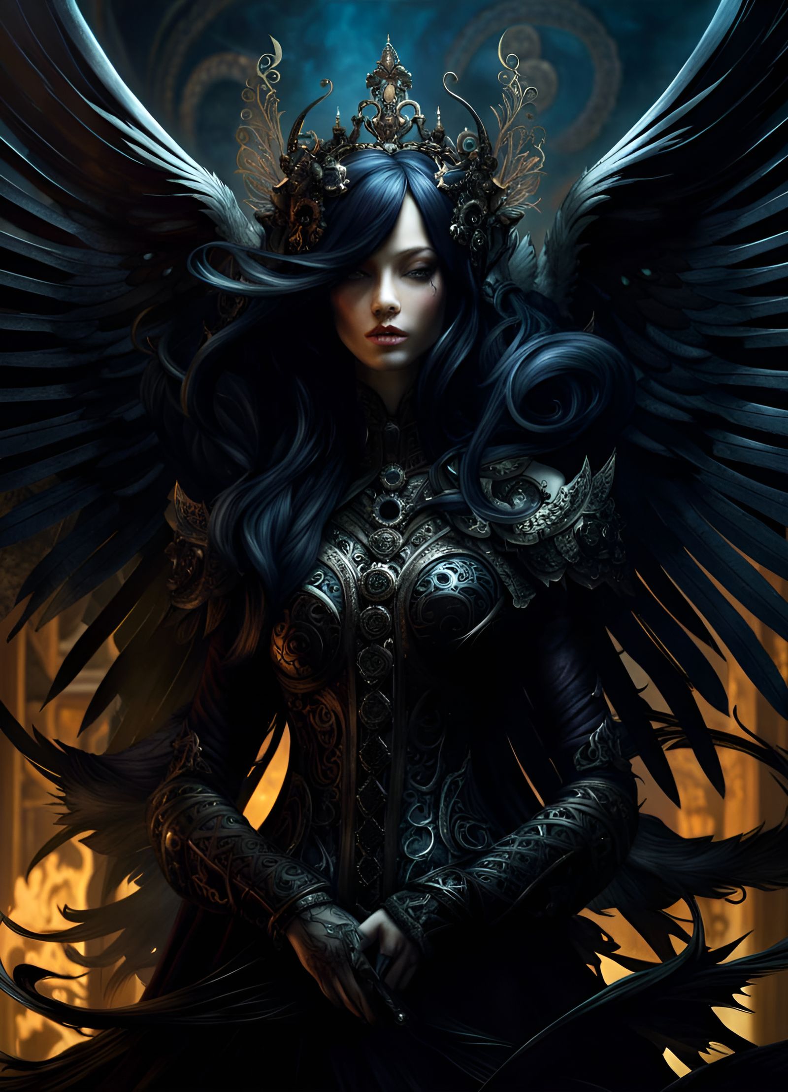 Ethereal Shadow Angel in Dark Fantasy Style