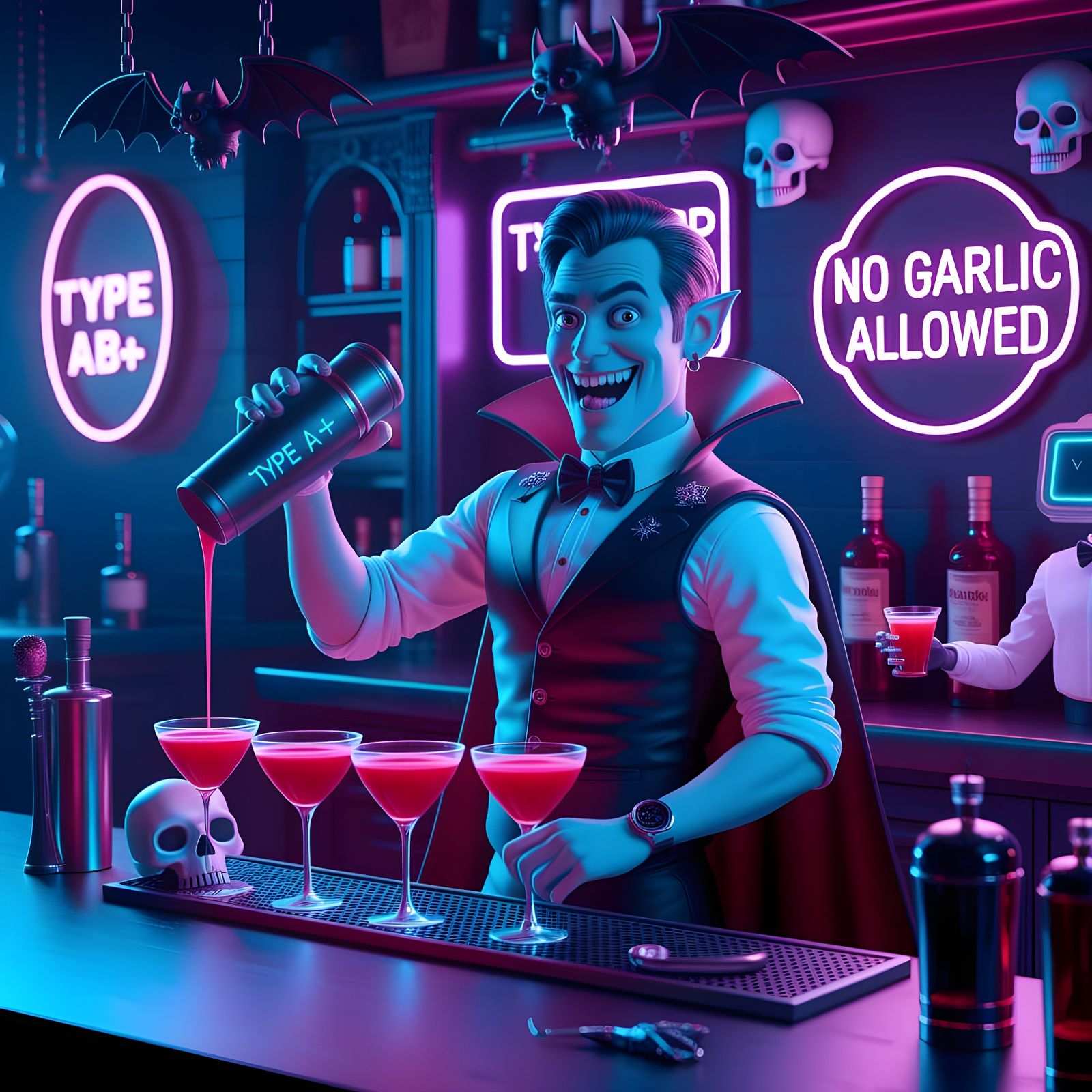 Gothic Vampire Bartender Shakes Up Type AB+ Cocktails