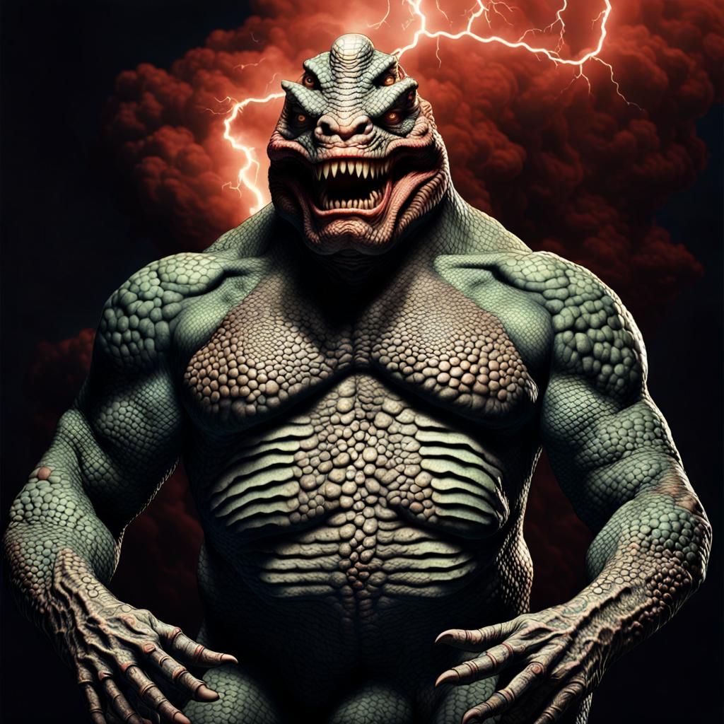 Lizardman Heavy Metal Portrait in Arcane Style