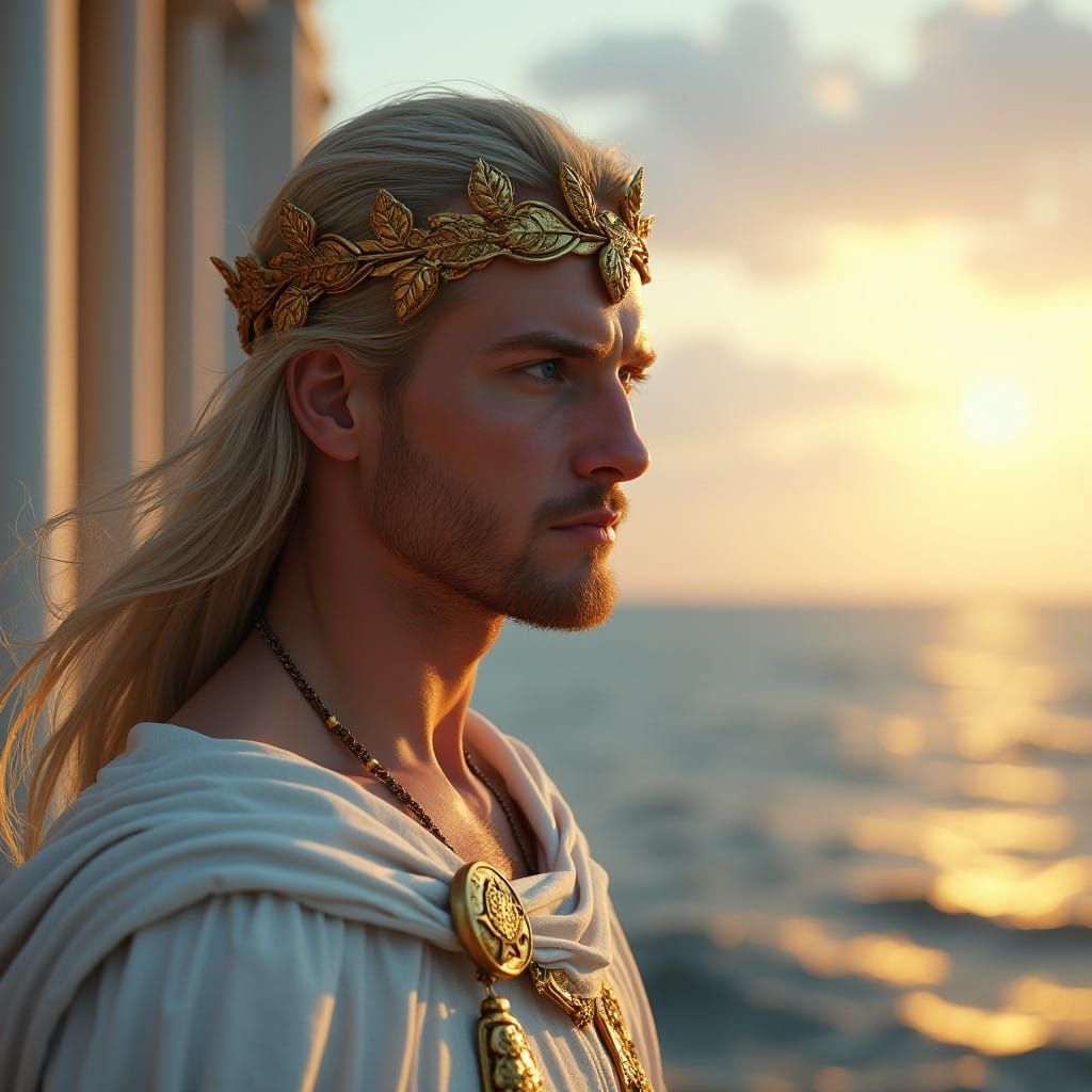 Noble Medieval Emperor Basks in Sunset Glow