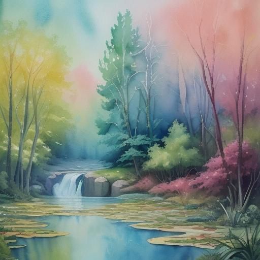 Gouache Spring Scene: An Impressionist Masterpiece