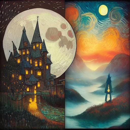 Mythological Dreamscape in Vintage Storybook Style