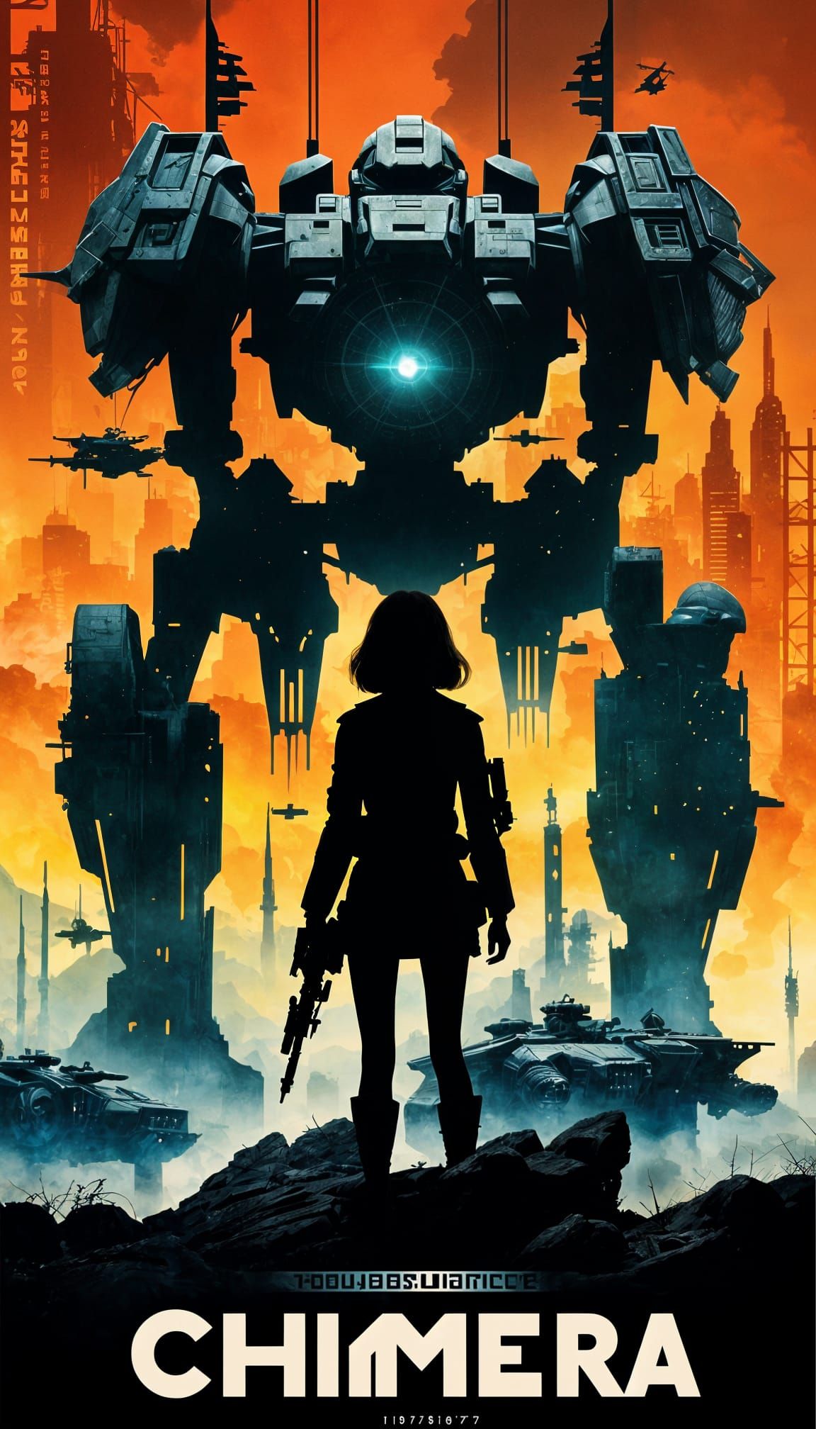 Sci-Fi Movie Poster with Mecha Soldier