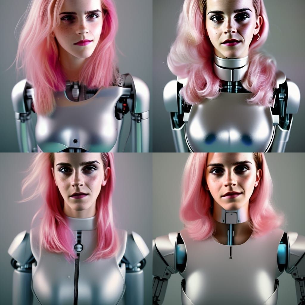 Robot Girl Portrait in 80s Style