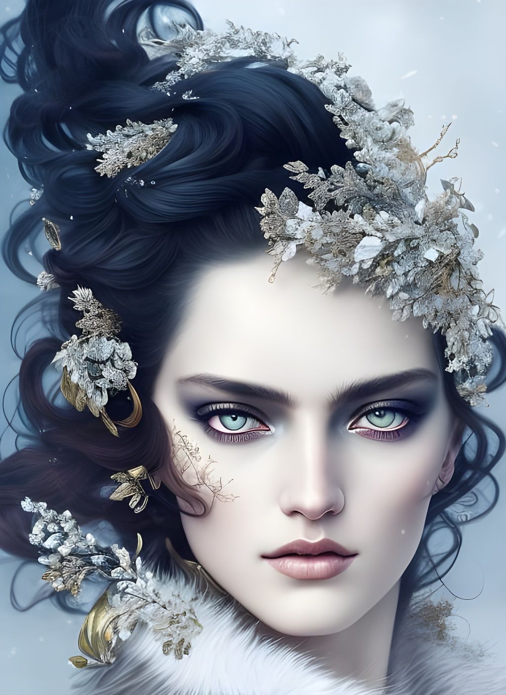 Detailed Portrait of a Snow Goddess