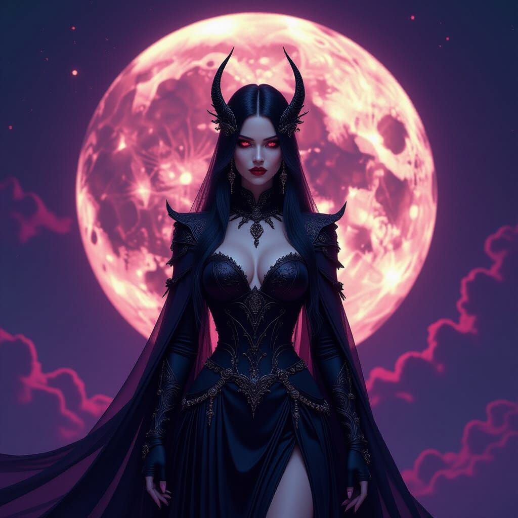 Gothic Goddess Hecate Under Full Moon