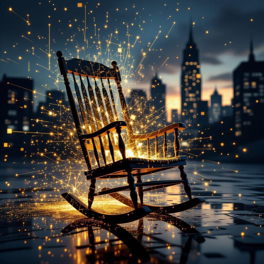 Rocking Chair Disappearing into Digital Pixelation