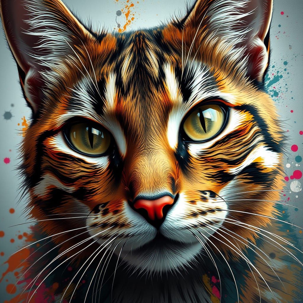 Impasto Feline Portrait in Bold, Sweeping Brushstrokes