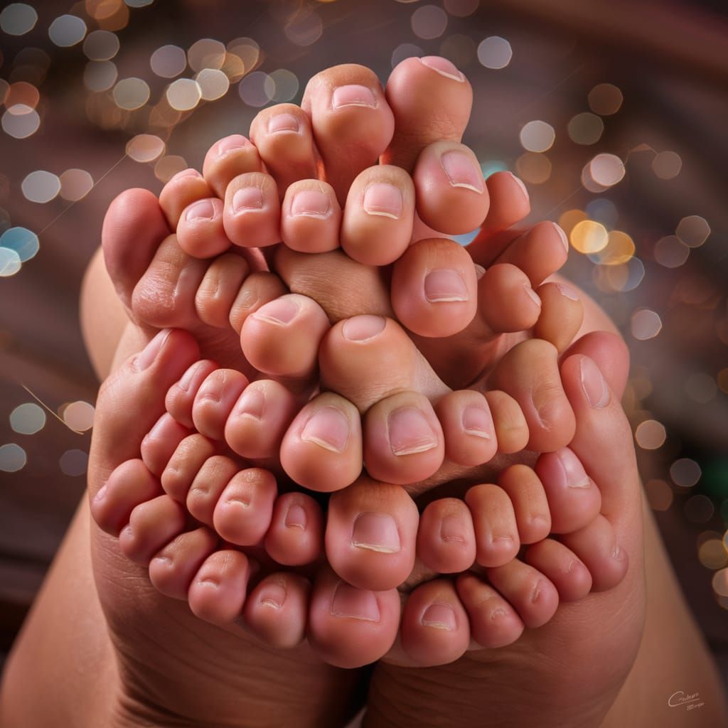 Playful Toes Arranged in Whimsical Pattern