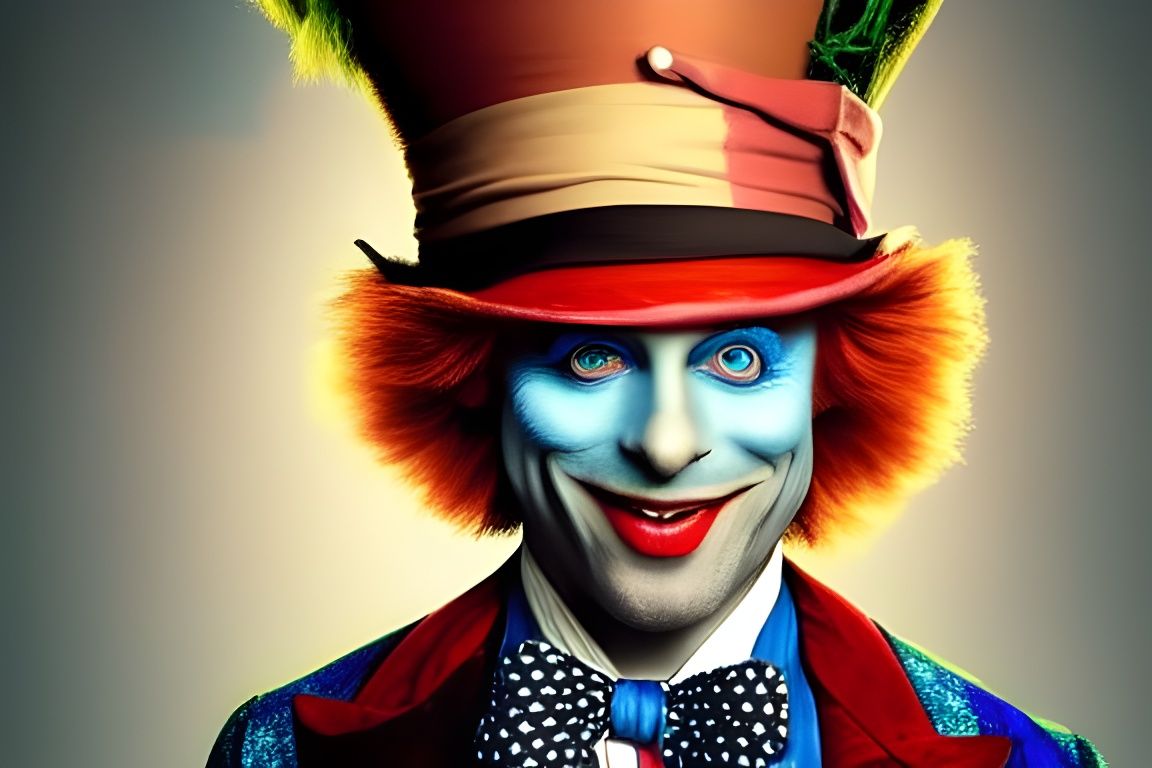 Hyperrealistic Mad Hatter in Wonderland