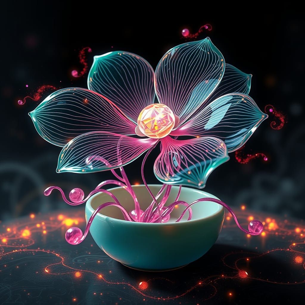 Glass-Thread Blossom with Fiber Optic Petals in Art Nouveau ...