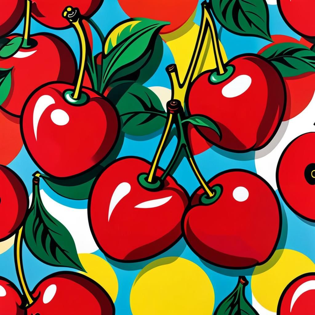 Pop Art Cherries in Lichtenstein Style