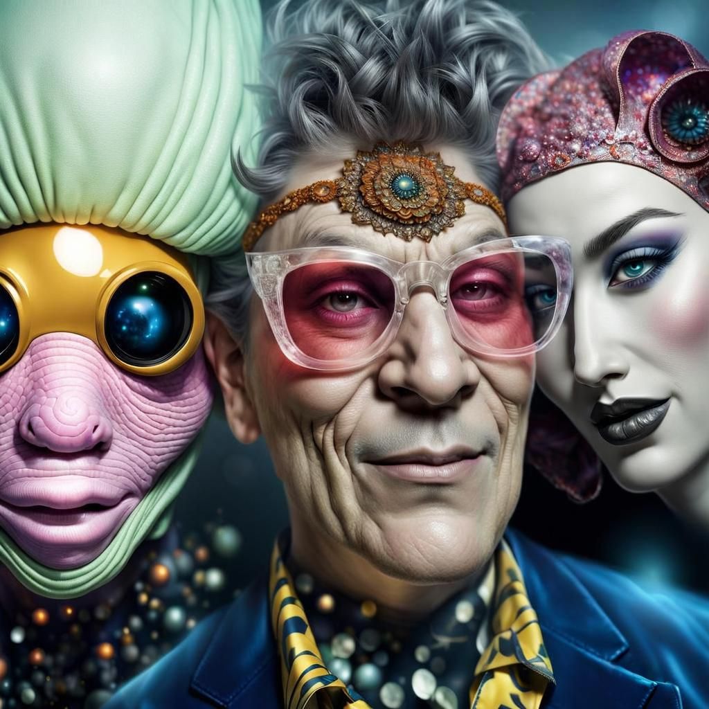 Extravagant Alien Characters in Bizarre Cosmic Dreamscape