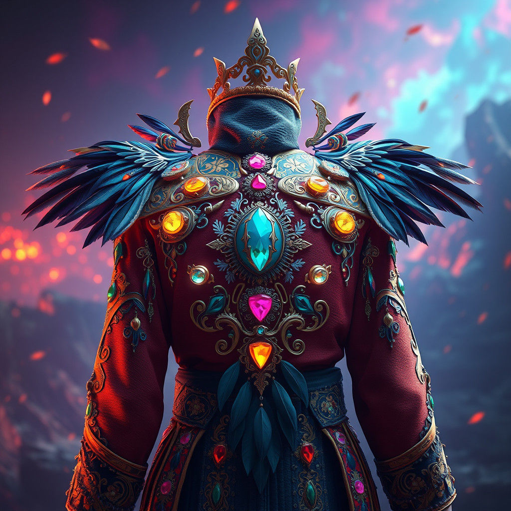 Ornate Gemstone Dress in Fantasy Concept Art Style