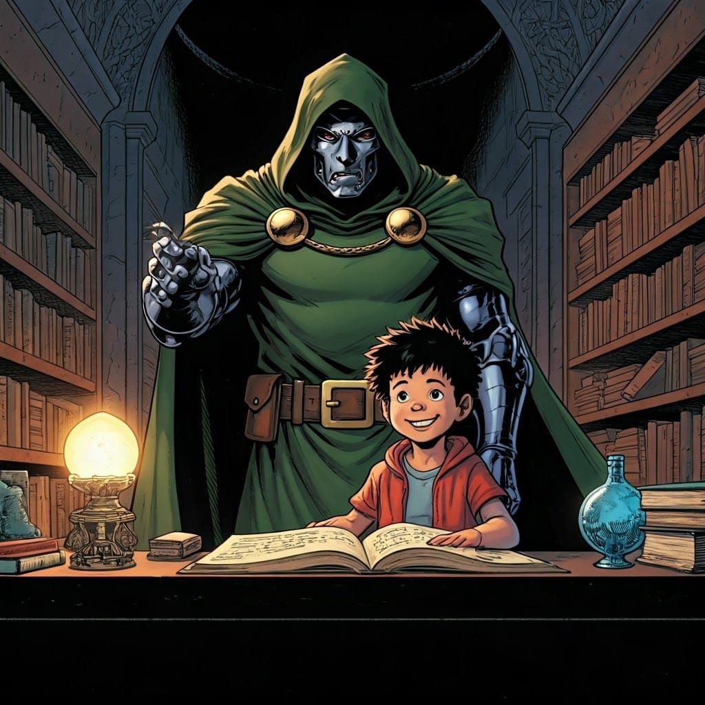 Doctor Doom Teaches Sorcery to His Mischievous Son