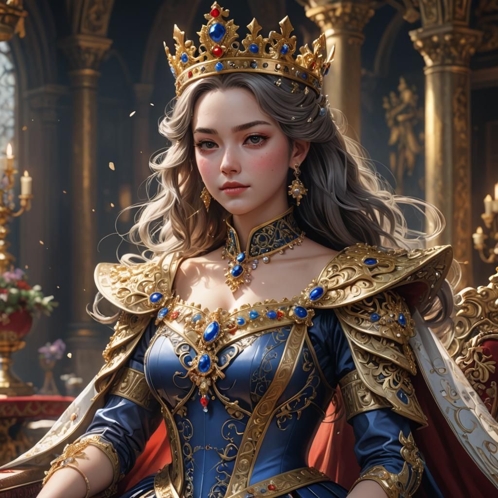 Ethereal Anime Queen in Regal Attire