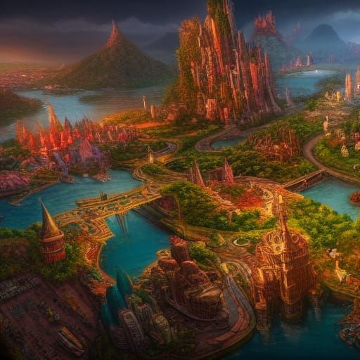 Fantastical Paradise City in Detailed Matte Painting