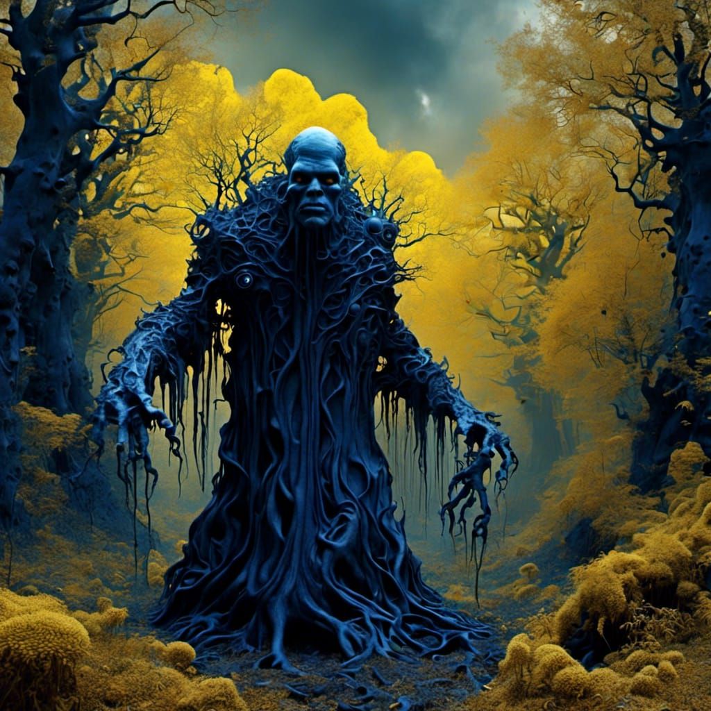 Cyclops in Mandelbulb Forest at Twilight