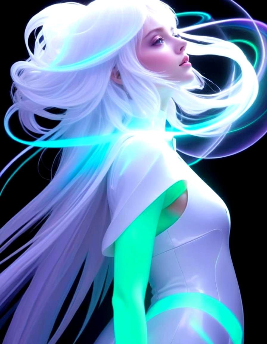 Ethereal Figure Bathed in Aurora-like Aura