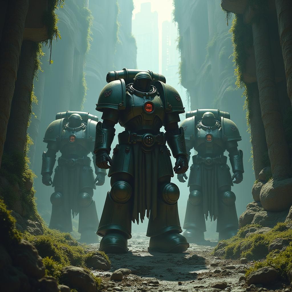 Grimdark Space Marines in Alien Ruins