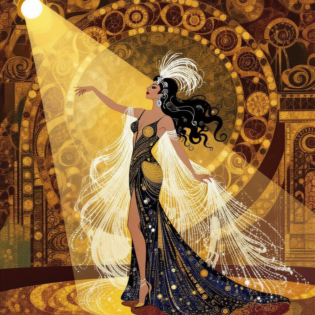 Showgirl Portrait in Klimt Style