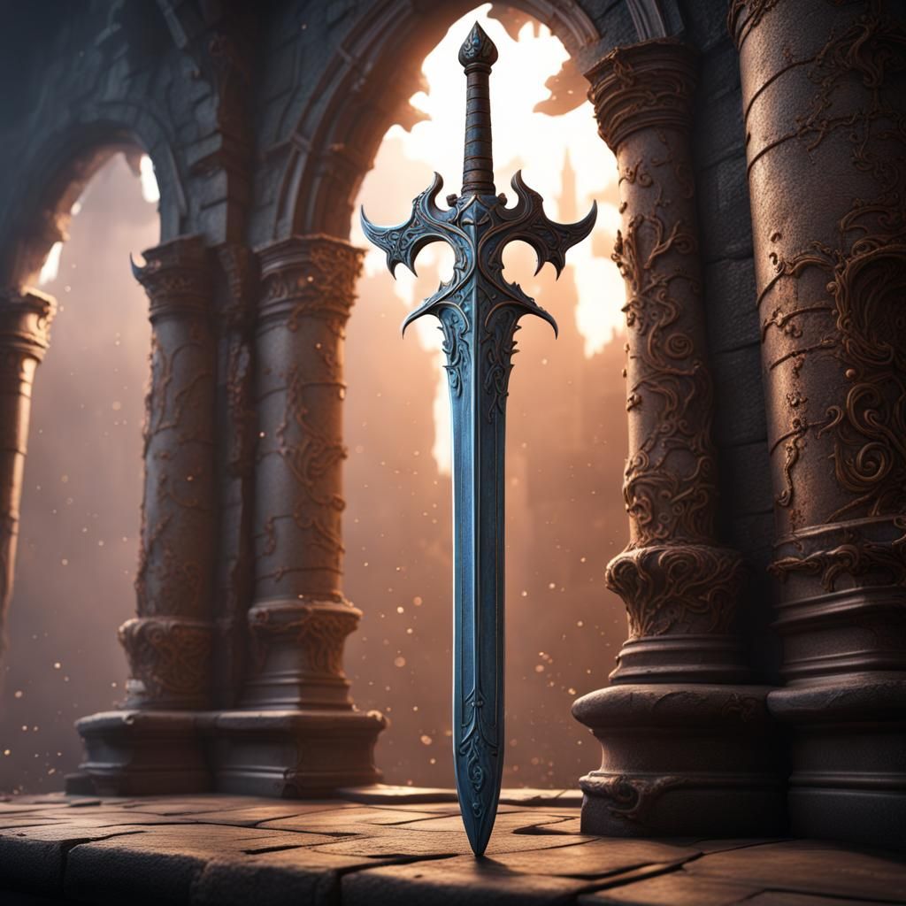 Sword on Wall: Detailed Matte Painting