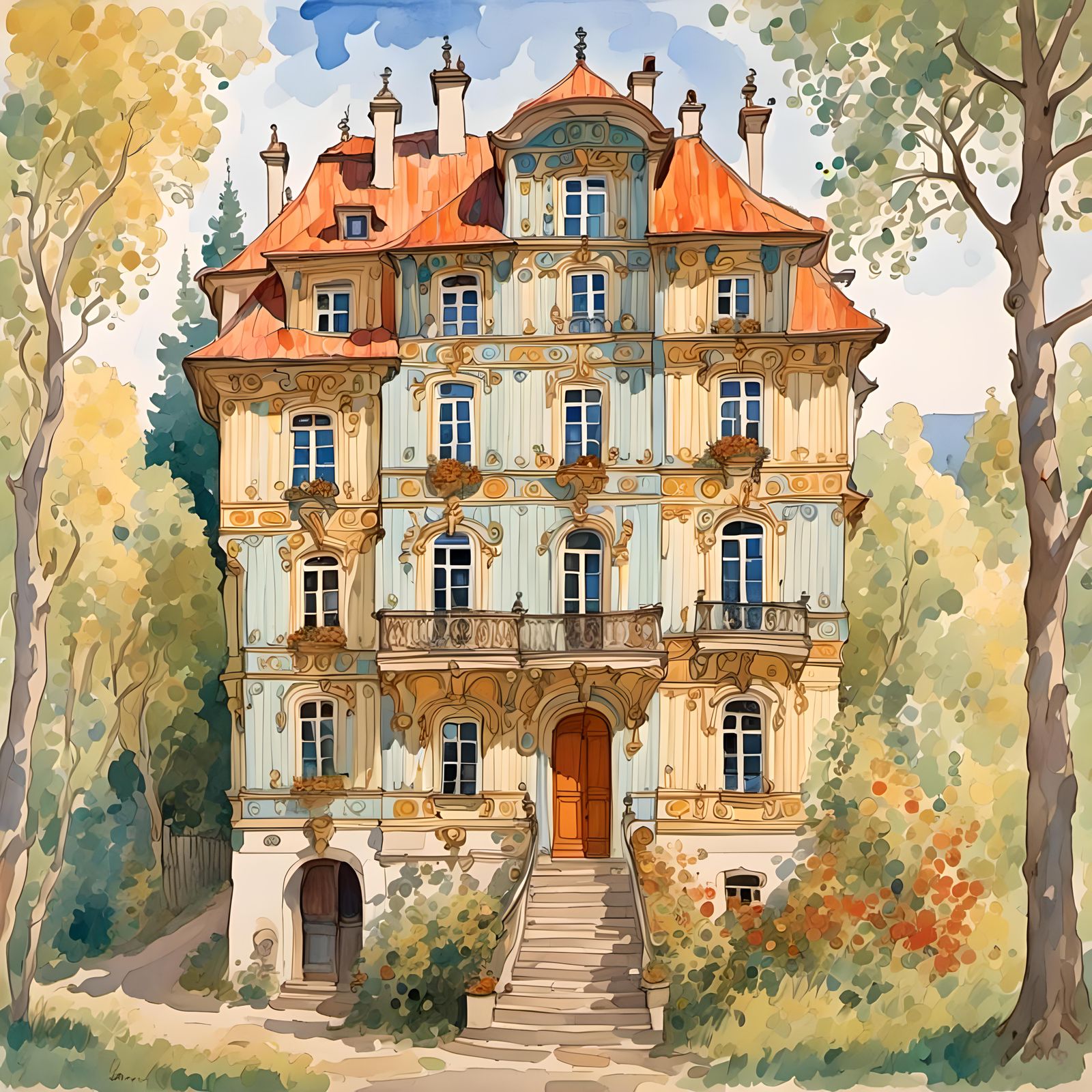 Colorful Neo-Rococo Hunting Lodge in Klimt Style