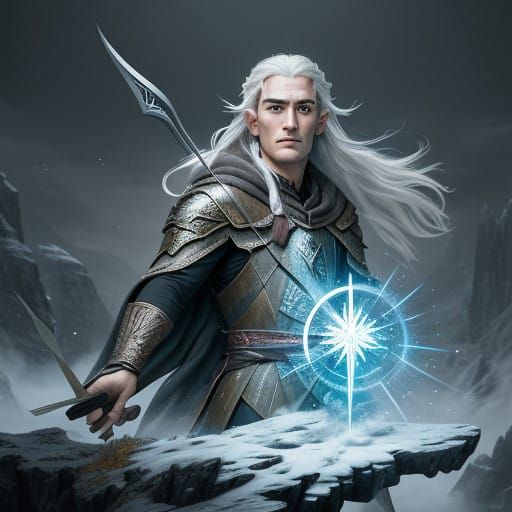 Elf Warrior in Elven Armor, Ready to Strike