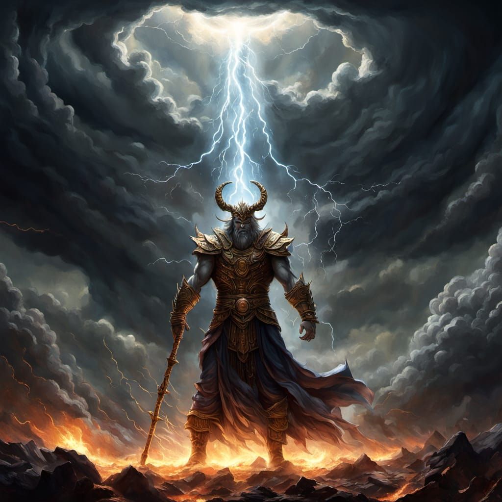 God of Destruction in Epic Fantasy Art Style
