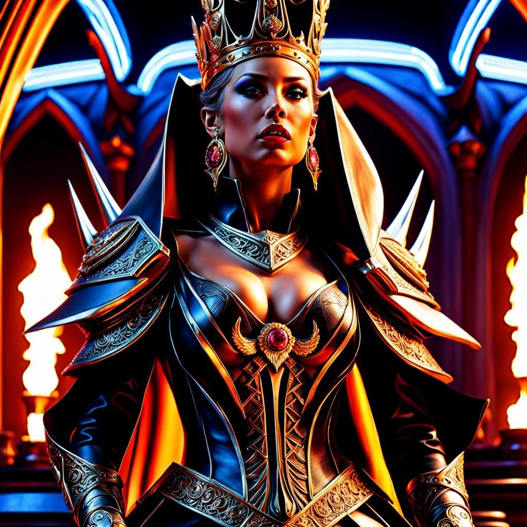 Demonic Queen of Hell on Dungeon Throne