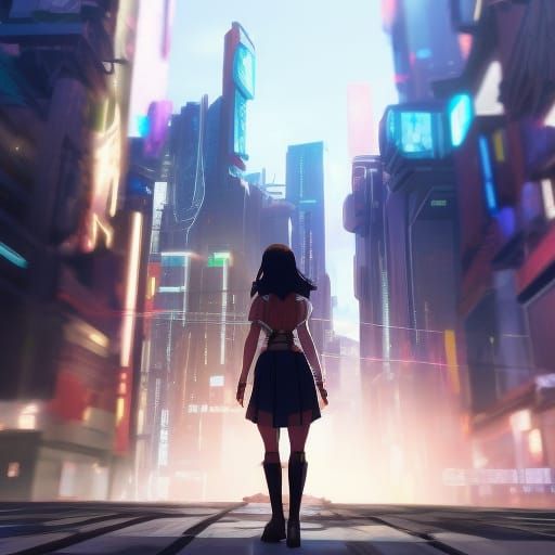 Anime Girl and War of the Worlds Sculpture