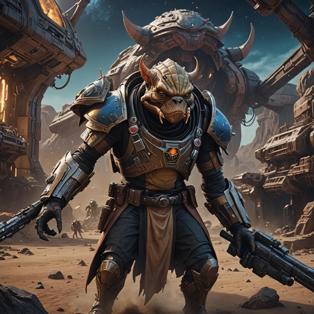 Space Pirate Centauri Gungan Hybrid in Detailed Matte Painti...