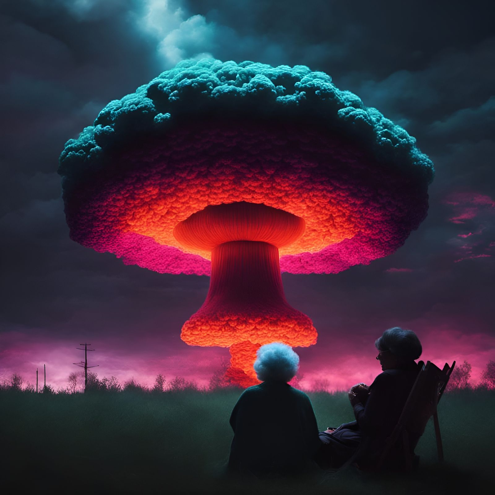 Crochet Nuclear Explosion in Synthwave Style