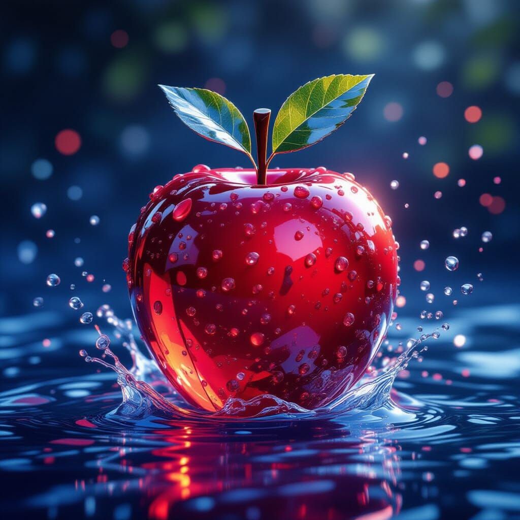 Detailed Crystal Apple Concept Art in 8K